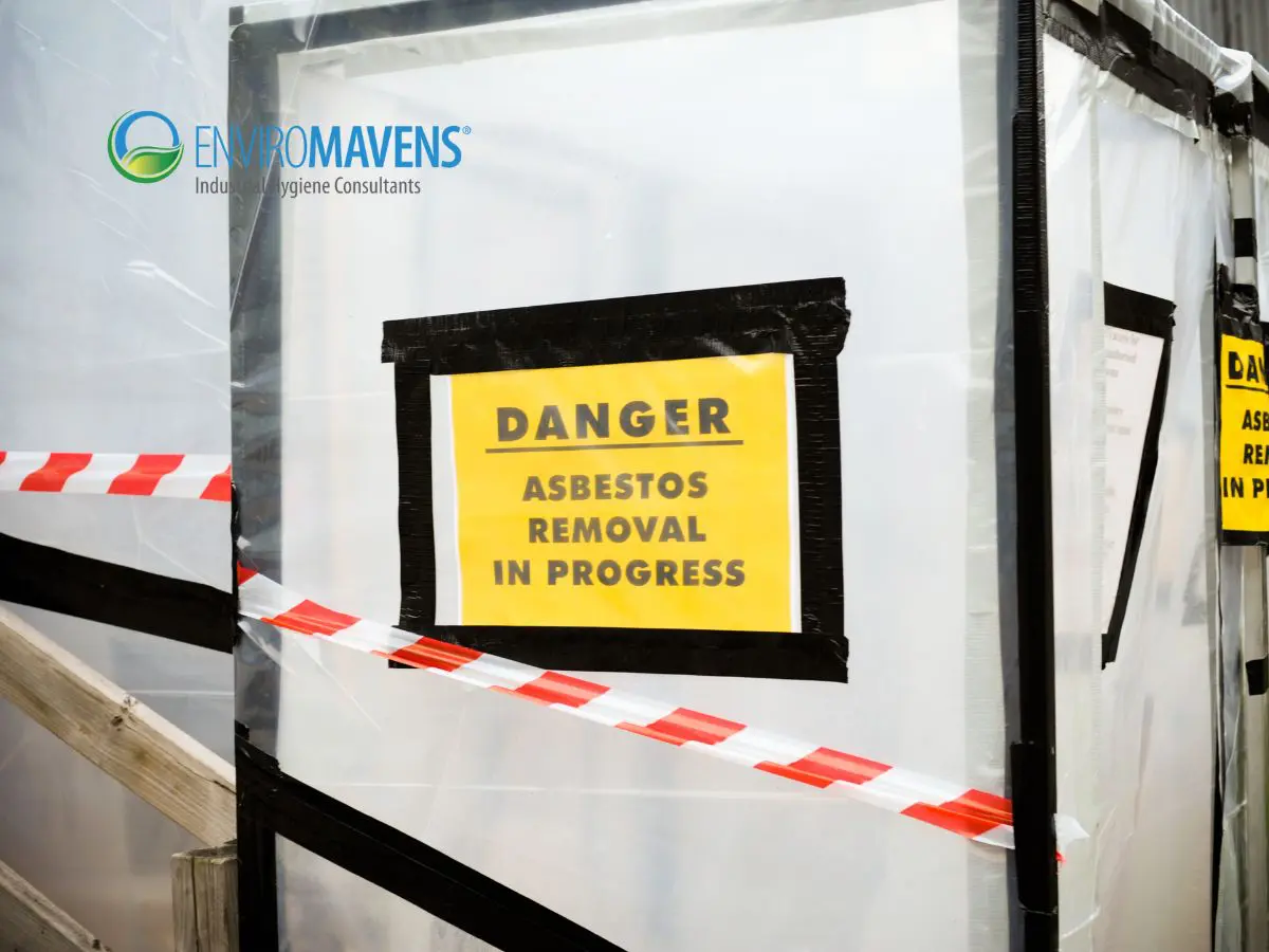 Caution tape around asbestos removal area