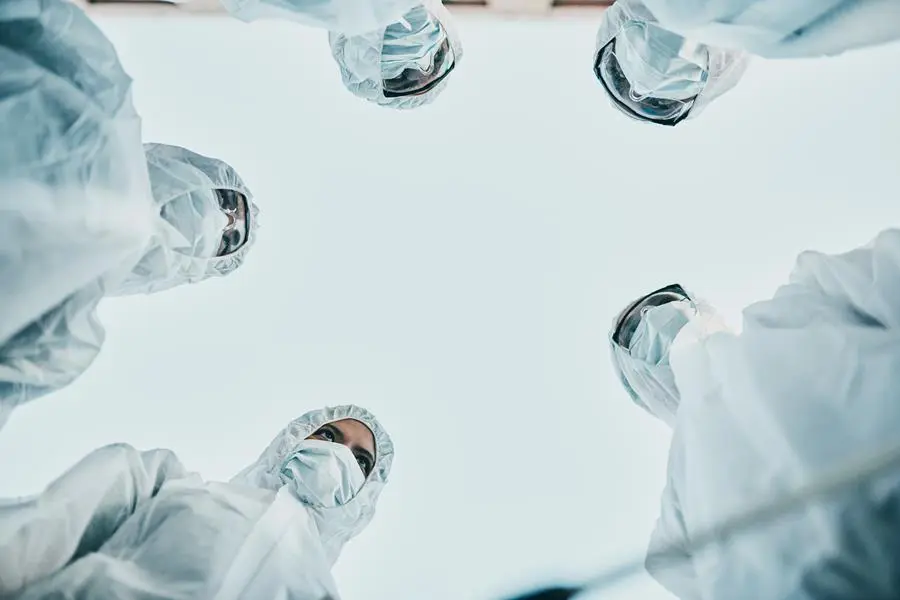 Healthcare workers in protective gear