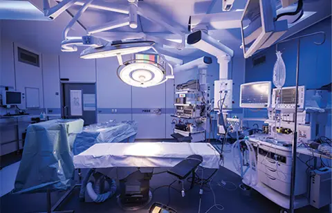 Hospital operating room setup with lights