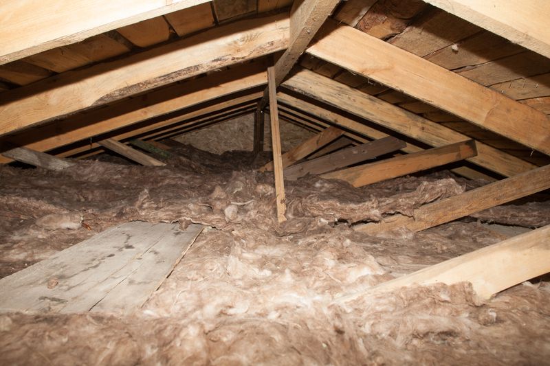 An attic with insulation