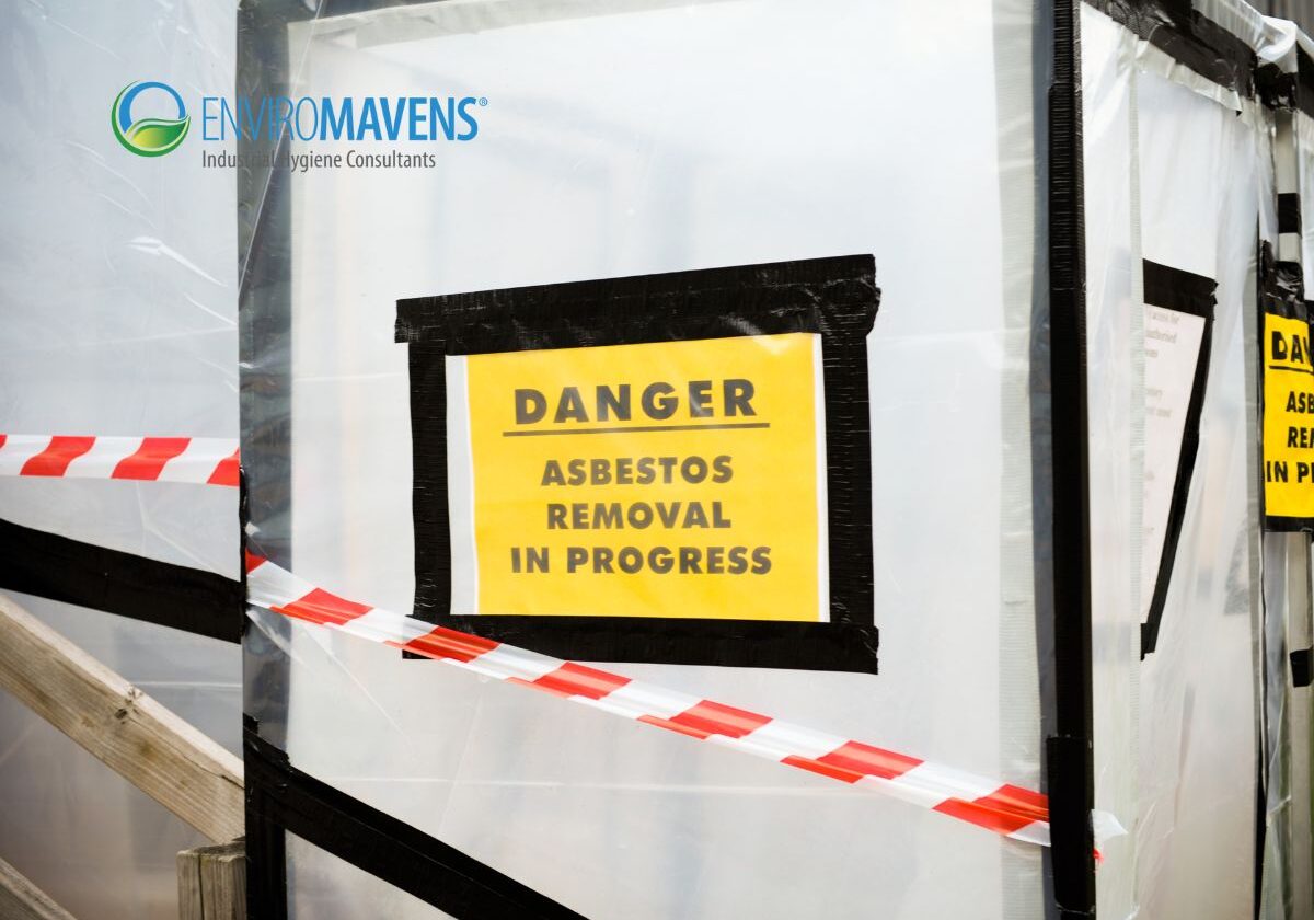 Caution tape around asbestos removal area