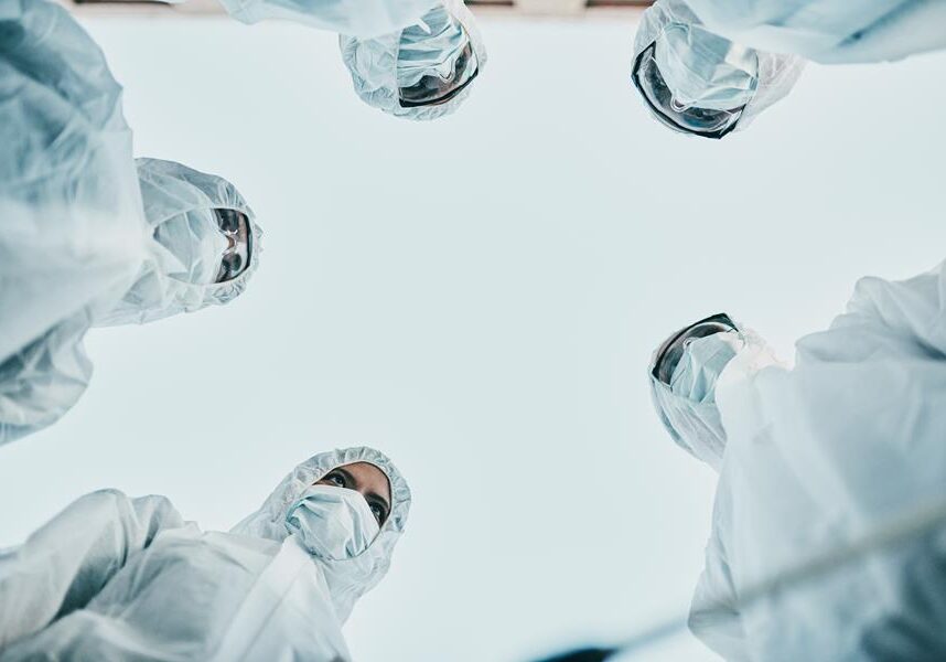 Healthcare workers in protective gear