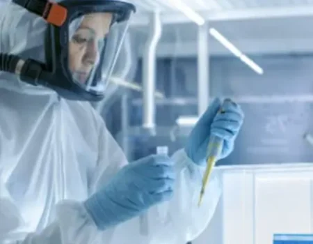 Woman in lab doing tests